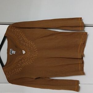 Embroidered Women's Top in Brown